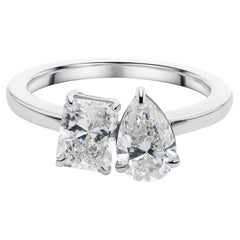 Real 2.01 Carat SI Clarity HI Color Multi Shape Diamond Ring 18 Karat White Gold