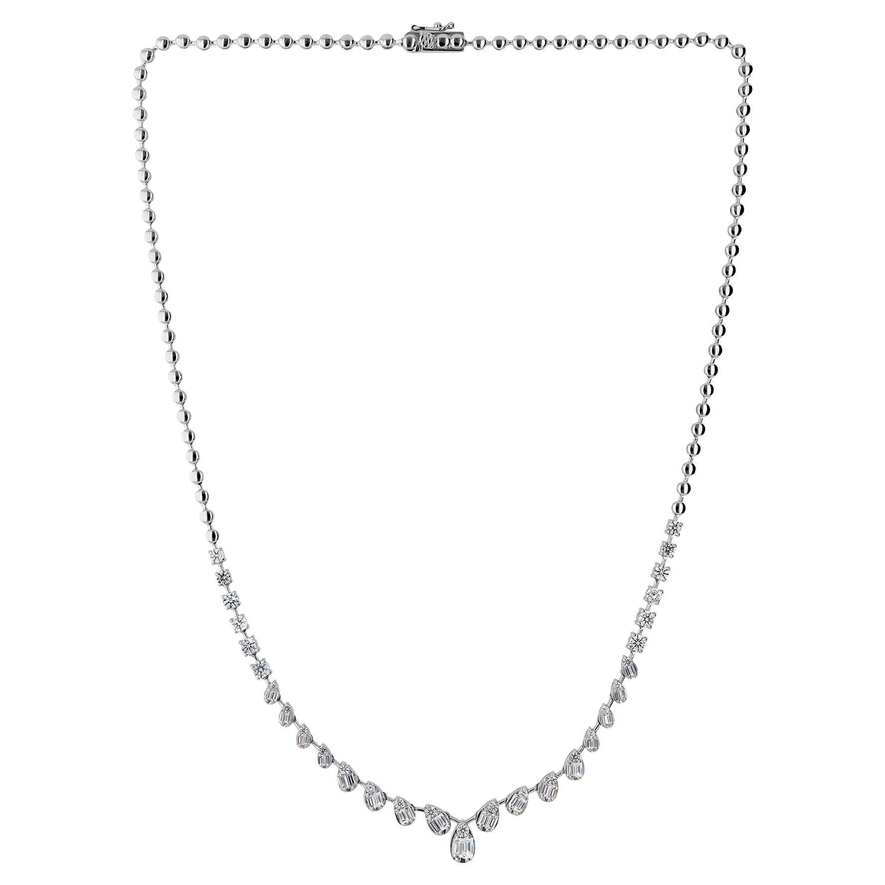 Collier en diamant véritable de 2.03 carats SI Clarity HI Color 14 Karat White Gold Jewelry