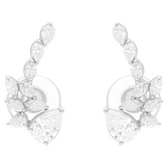 Pendientes de diamantes marquesa pera SI/H de 2,04 quilates reales Joyas de oro blanco de 14 quilates