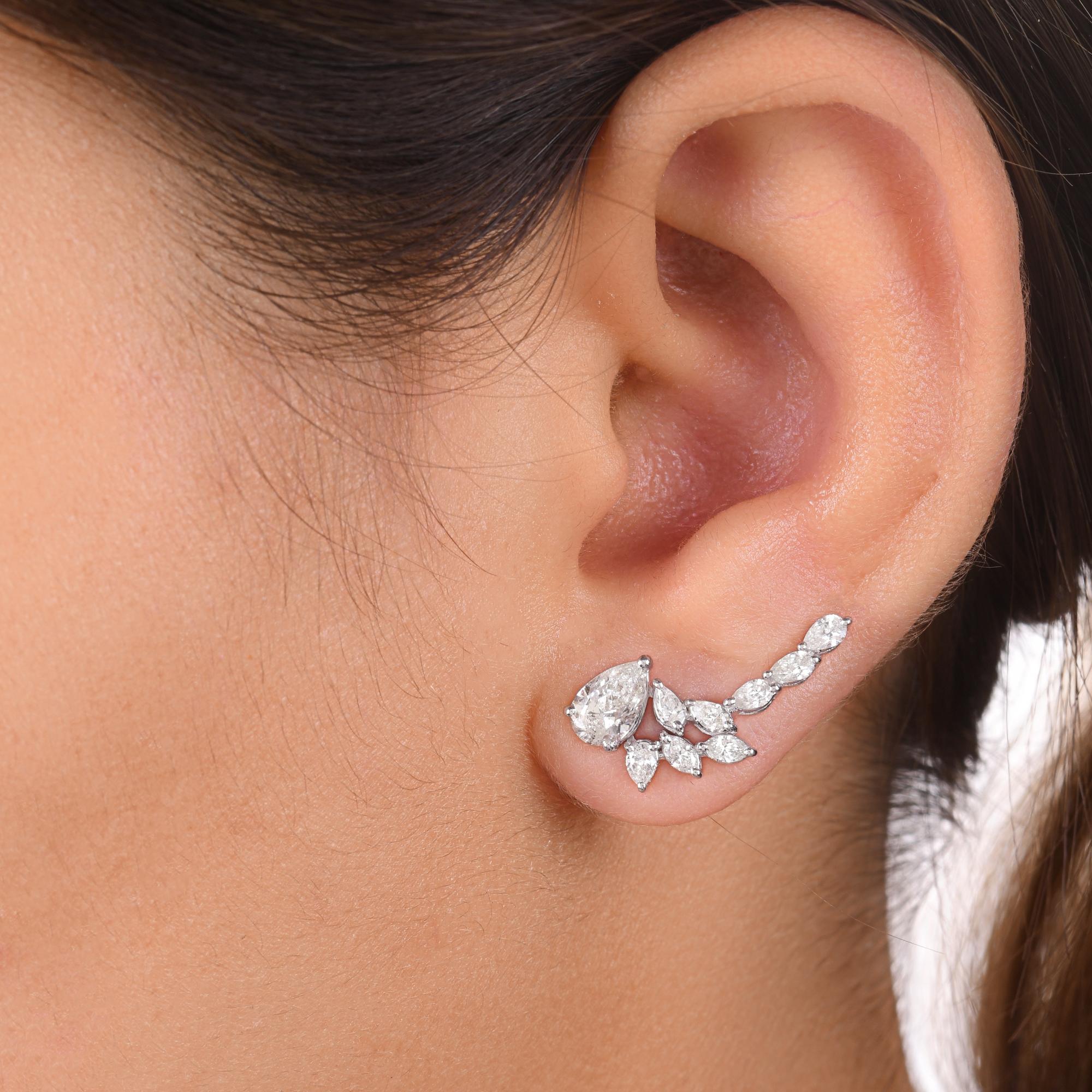 Modern Real 2.04 Carat SI/H Pear Marquise Diamond Earrings 18 Karat White Gold Jewelry For Sale