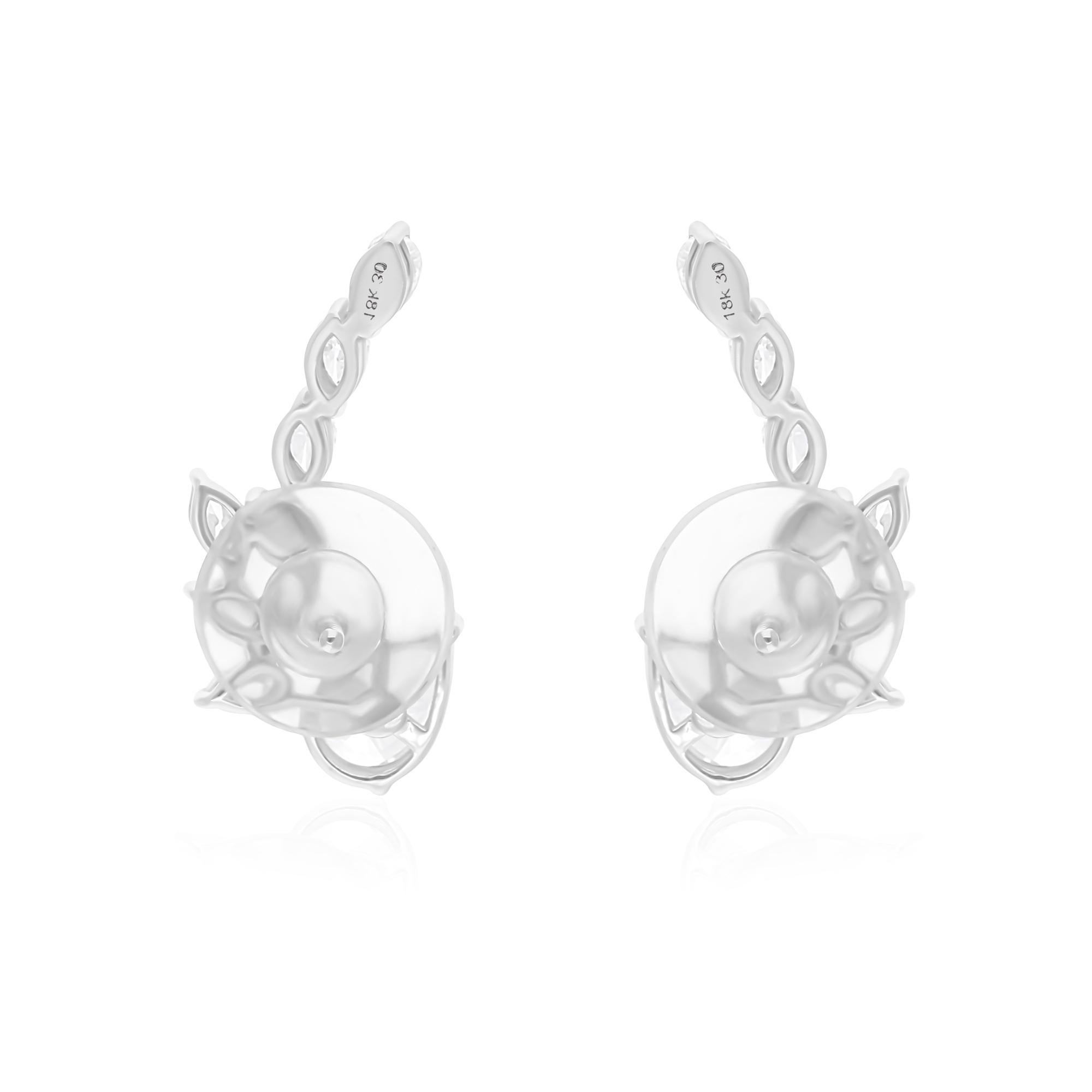 Real 2.04 Carat SI/H Pear Marquise Diamond Earrings 18 Karat White Gold Jewelry In New Condition For Sale In Diera, Dubai