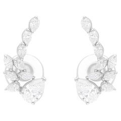 Pendientes de diamantes marquesa de pera SI/H de 2,04 quilates reales Joyas de oro blanco de 18 quilates