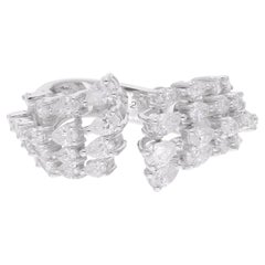 Real 2.07 Carat SI Clarity HI Color Pear Diamond Cuff Ring 18 Karat White Gold
