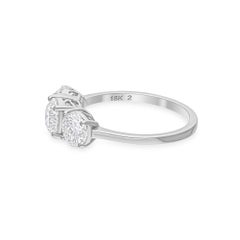 Real 2.09 Carat SI/H Three Round Brilliant Cut Diamond Band Ring 18k White Gold
