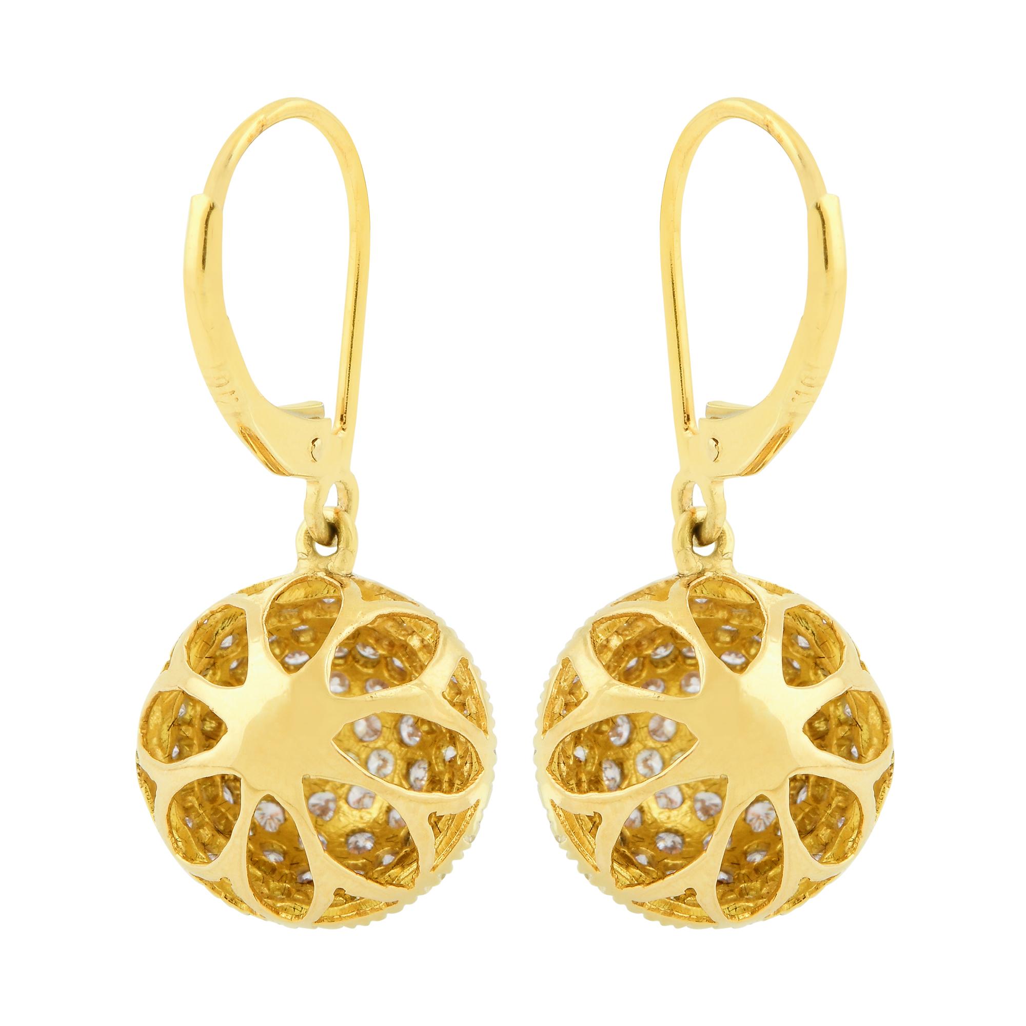 Women's Real 2.10 Carat Diamond Clip on Drop Earrings Solid 14k Yellow Gold Fine Jewelry For Sale
