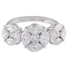 Bague « Promise » en or blanc 14 carats avec diamants ronds marquises de 2,10 carats SI/H