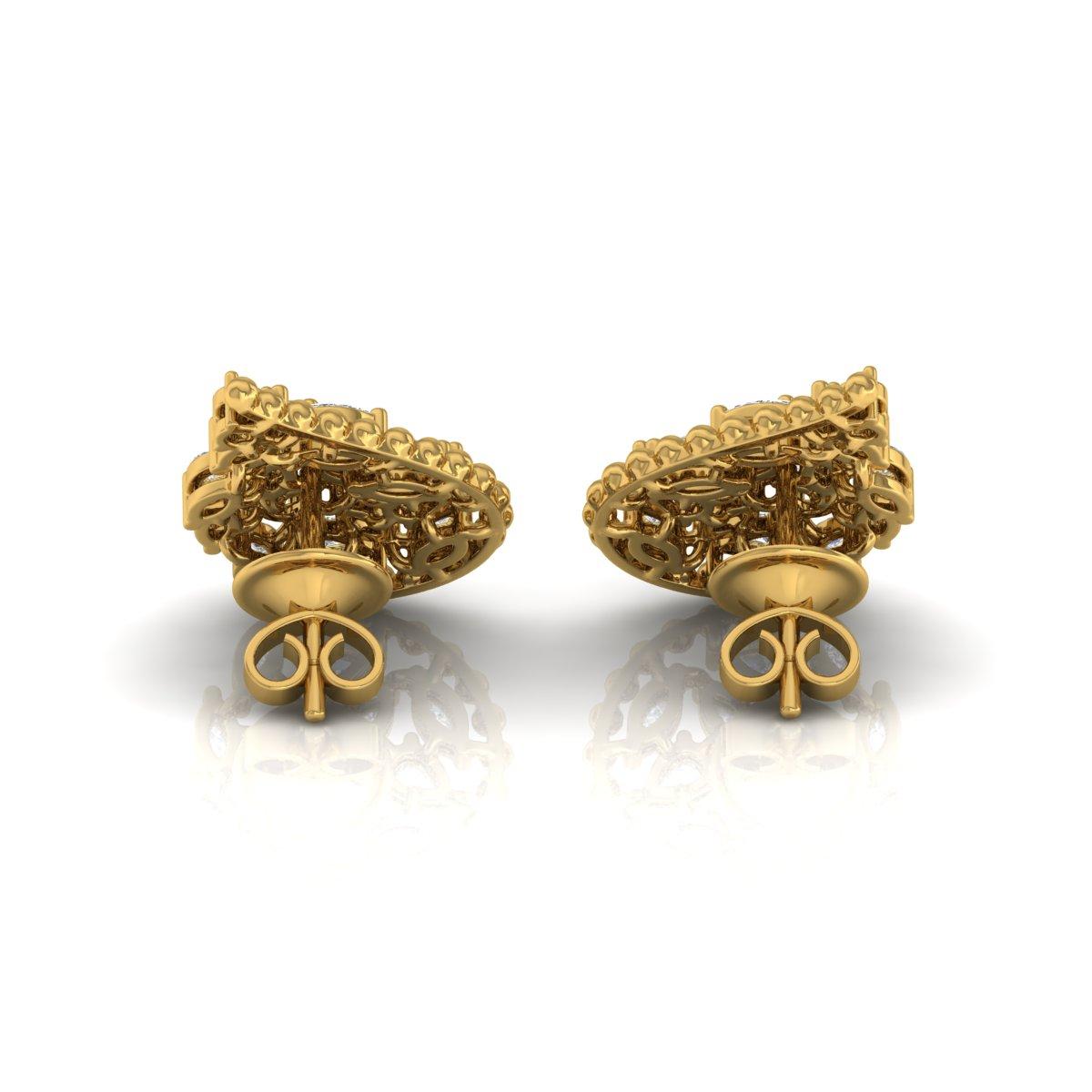 Moderne Boucles d'oreilles en or jaune 18 carats avec diamants véritables taille poire marquise 2,10 carats SI/H en vente