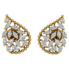 Pendientes de diamantes marquesa pera SI/H de 2,10 quilates reales Joyas de oro amarillo de 18 quilates