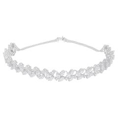 Real 21.21 Carat SI/H Pear Marquise Diamond Choker Necklace 14 Karat White Gold