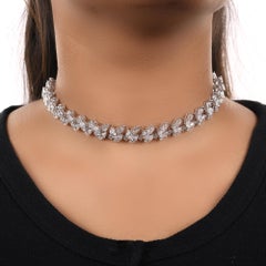 Real 21.21 Carat SI/H Pear Marquise Diamond Choker Necklace 18 Karat White Gold