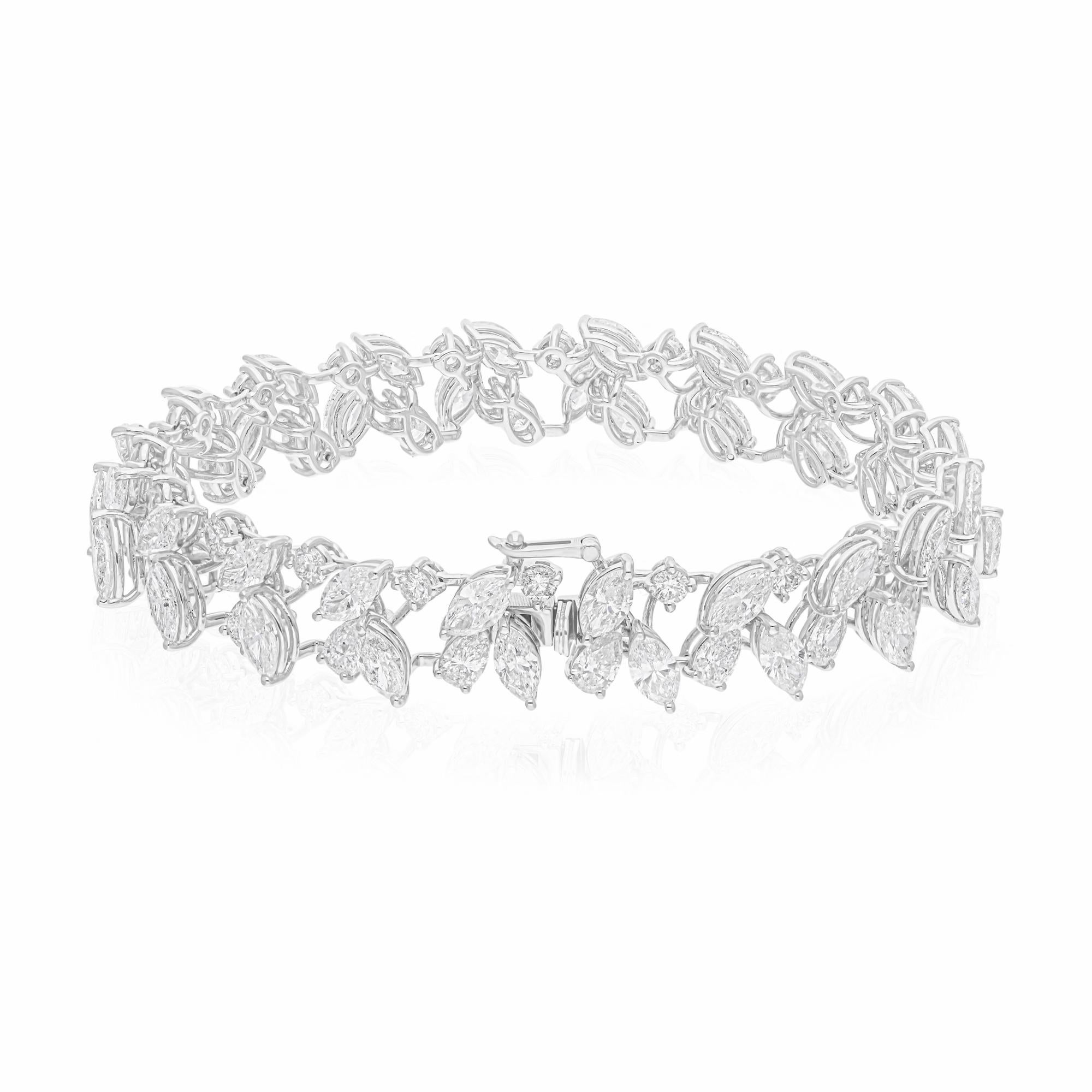 Pear Cut Real 21.21 Carat SI/H Pear Marquise Diamond Choker Necklace 18 Karat White Gold For Sale