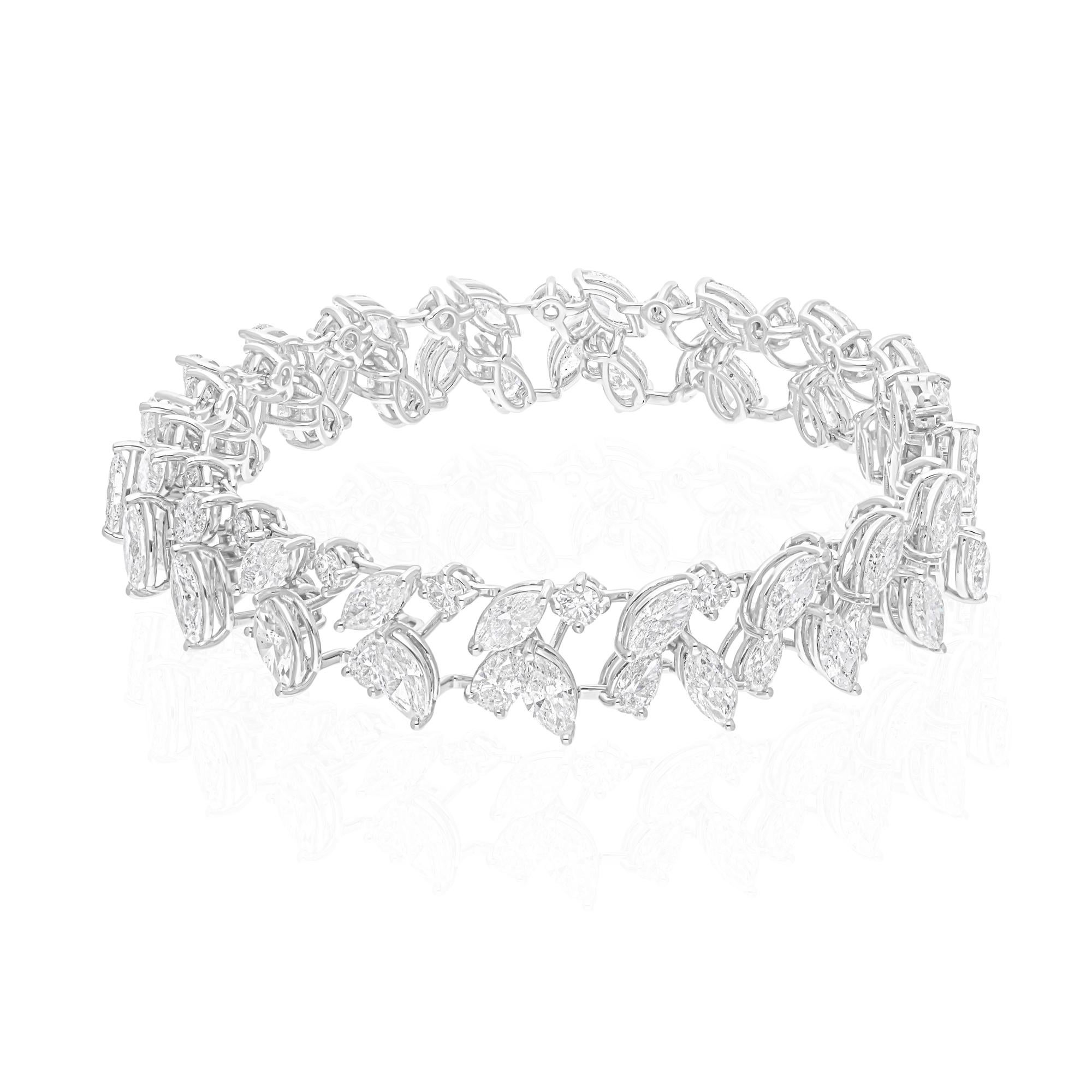 Real 21.21 Carat SI/H Pear Marquise Diamond Choker Necklace 18 Karat White Gold In New Condition For Sale In Diera, Dubai