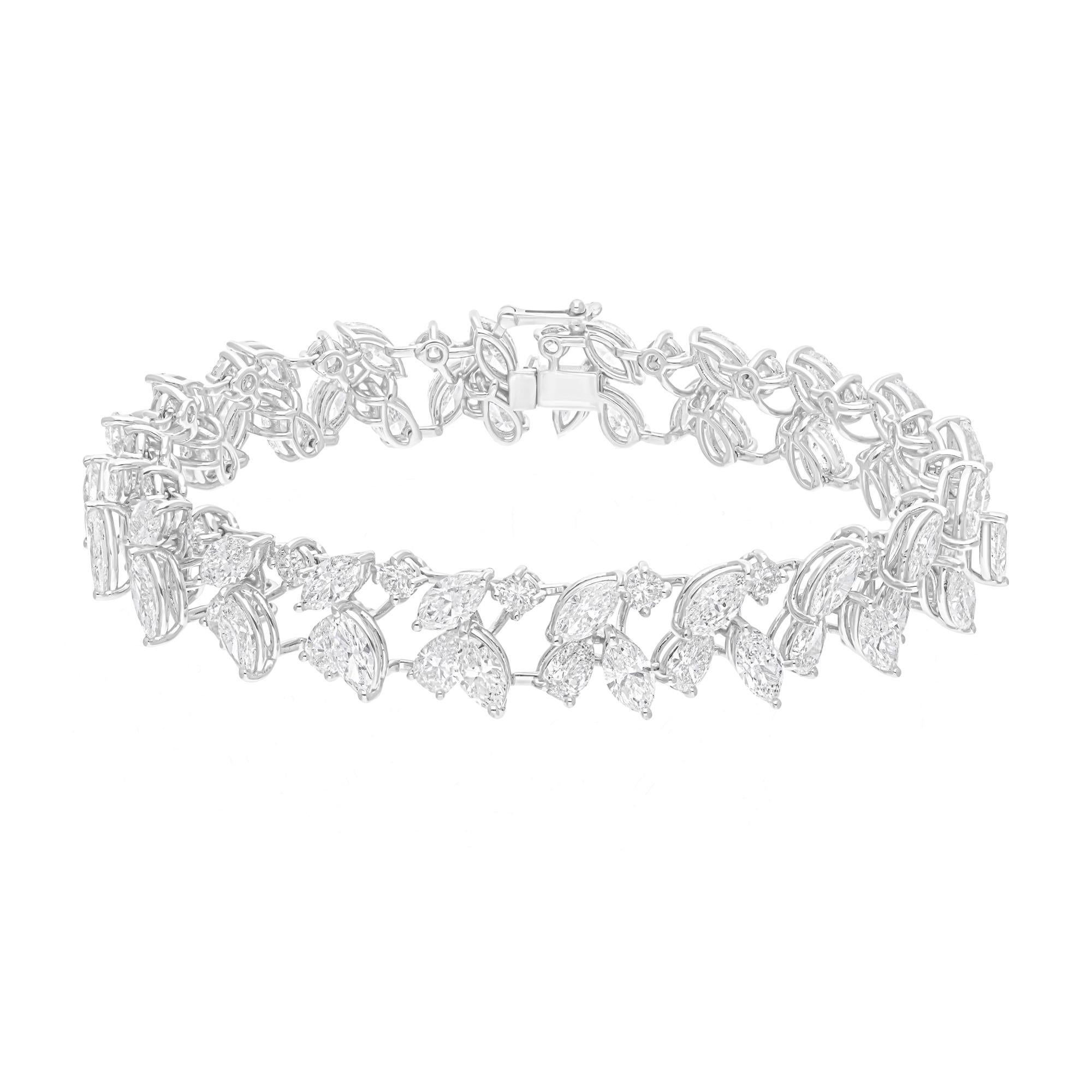 Women's Real 21.21 Carat SI/H Pear Marquise Diamond Choker Necklace 18 Karat White Gold For Sale