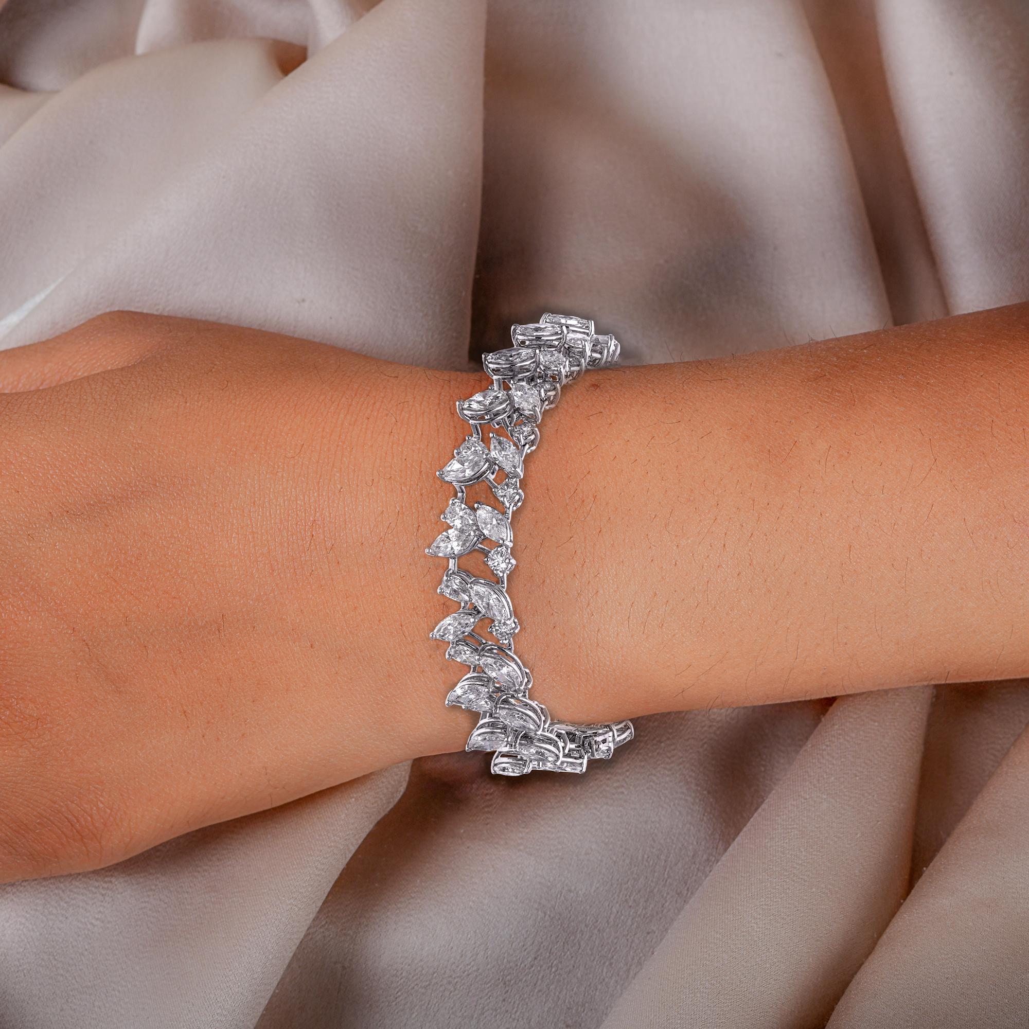 Real 21.21 Carat SI/H Pear Marquise Diamond Choker Necklace 18 Karat White Gold For Sale 3