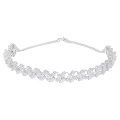 Real 21.21 Carat SI/H Pear Marquise Diamond Choker Necklace 18 Karat White Gold