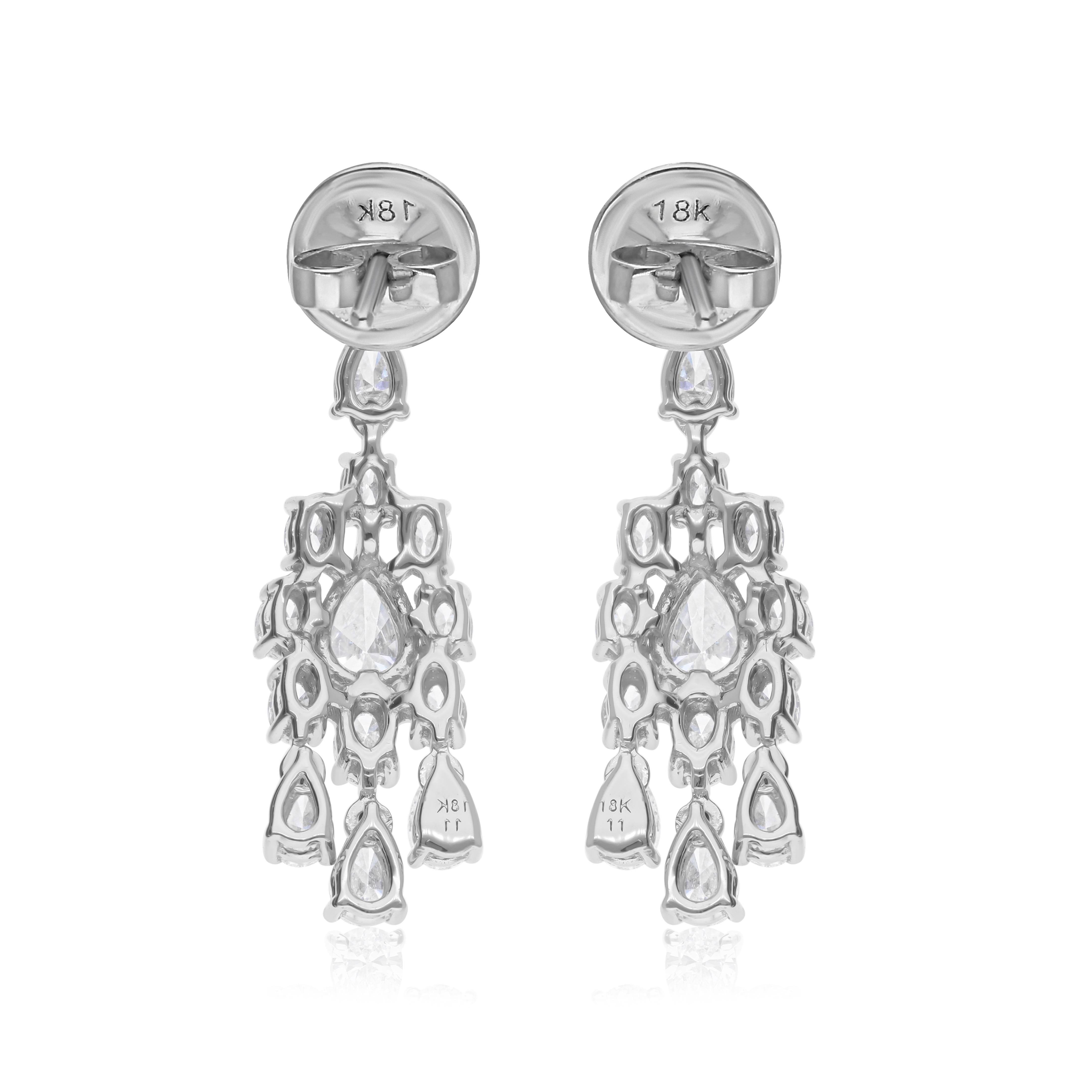 Echte 2,13 Karat SI Reinheit HI Farbe Diamant Ohrringe 14 Karat Weißgold Damen im Angebot