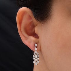 Boucles d'oreilles pendantes en or blanc 18 carats avec un vrai diamant de 2,13 carats, pureté SI, couleur HI