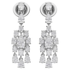 Real 2.13 Carat SI Clarity HI Color Diamond Dangle Earrings 18 Karat White Gold