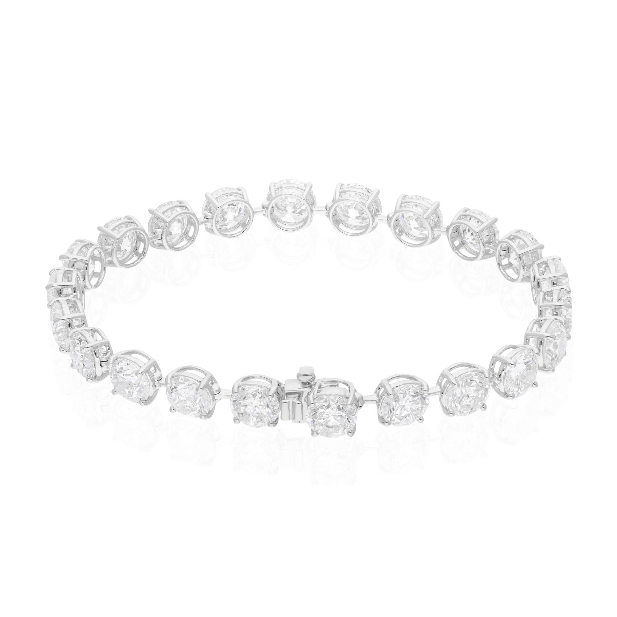 Real 21.35 Carat SI/H Round Brilliant Cut Diamond Bracelet 14 Karat White Gold In New Condition For Sale In Diera, Dubai