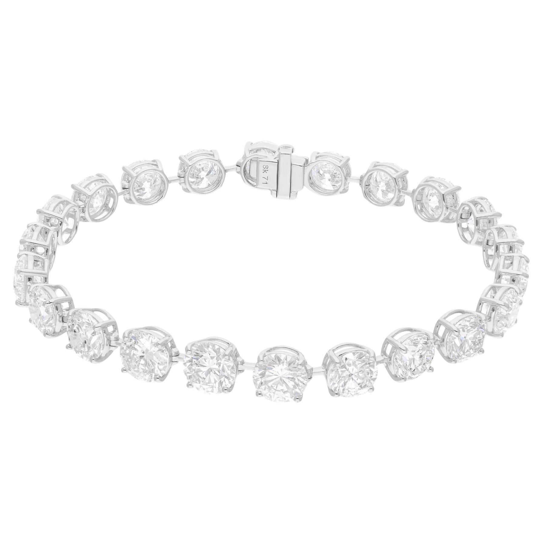 Real 21.35 Carat SI/H Round Brilliant Cut Diamond Bracelet 18 Karat White Gold