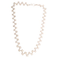 Véritable 21.54 Carat Diamond Zig Zag Necklace 14 Karat White Gold Handmade Jewelry