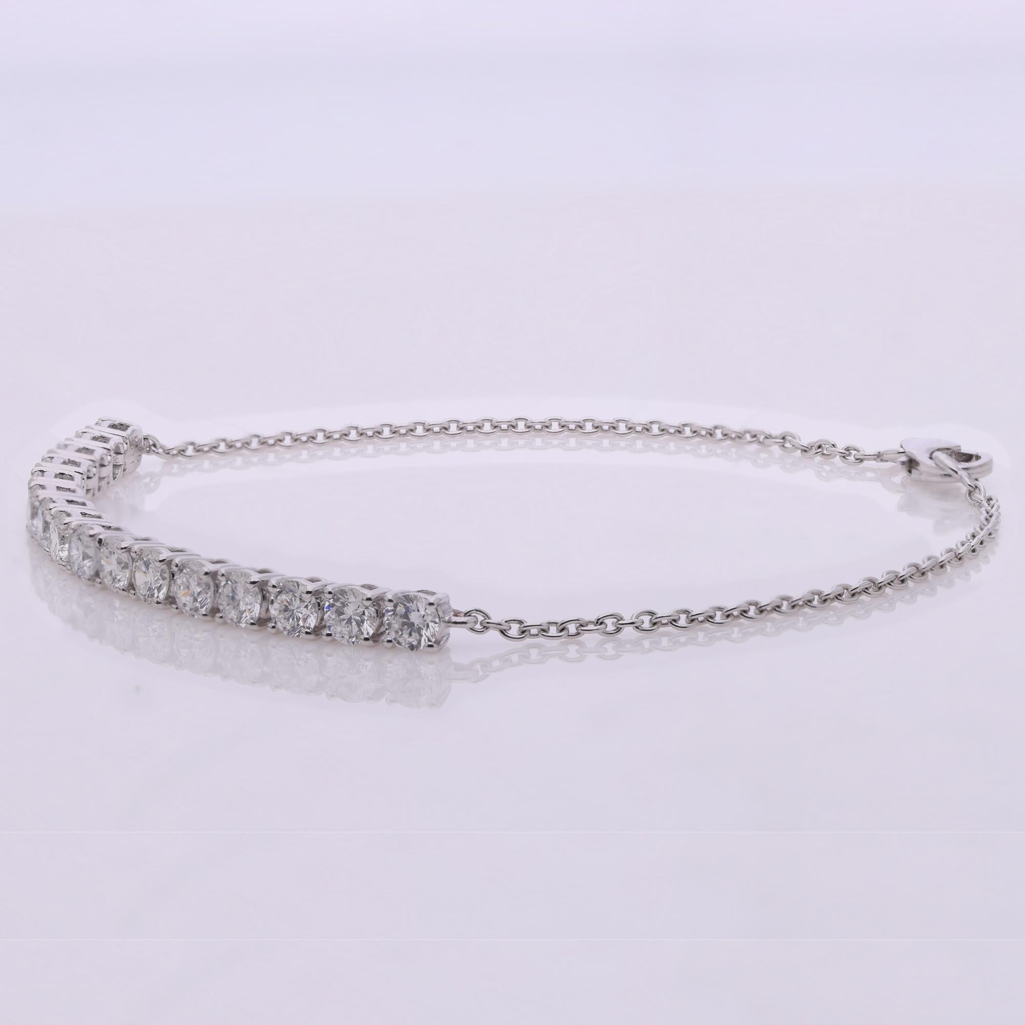 Real 2,18 quilates SI Claridad HI Color Pulsera de diamantes 9 quilates de oro blanco Joyería Moderno en venta