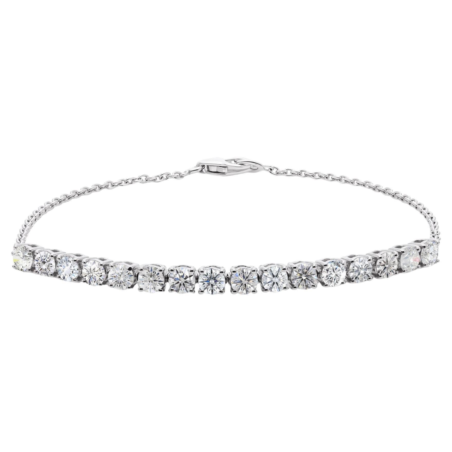 Real 2,18 quilates SI Claridad HI Color Pulsera de diamantes 9 quilates de oro blanco Joyería en venta