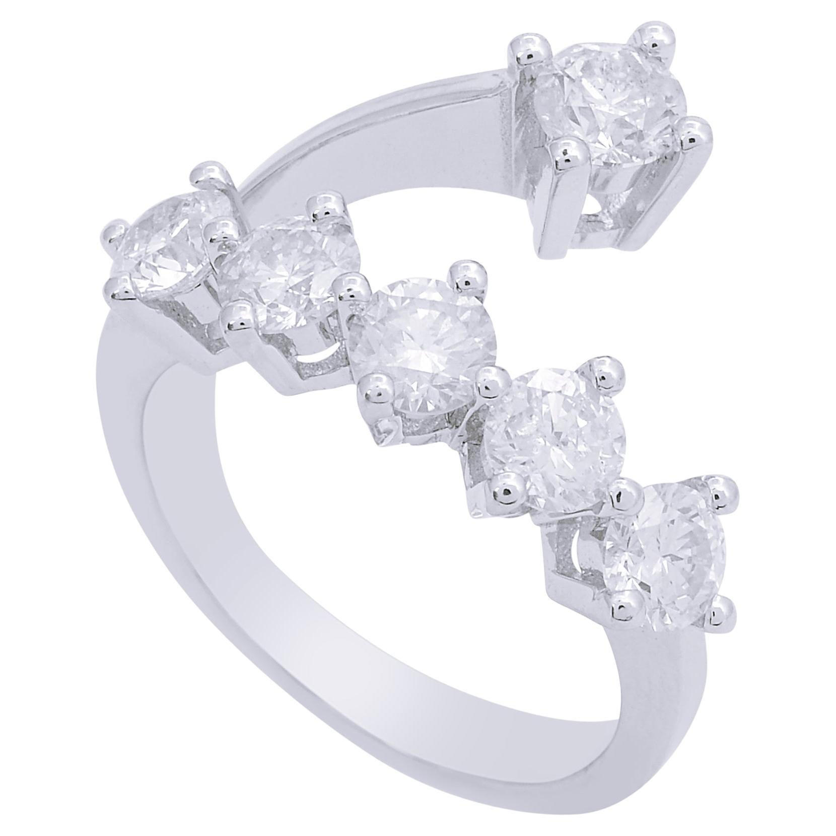 Real 2.20 Carat Diamond Wrap Ring 18 Karat White Gold Handmade Handmade Jewelry For Sale