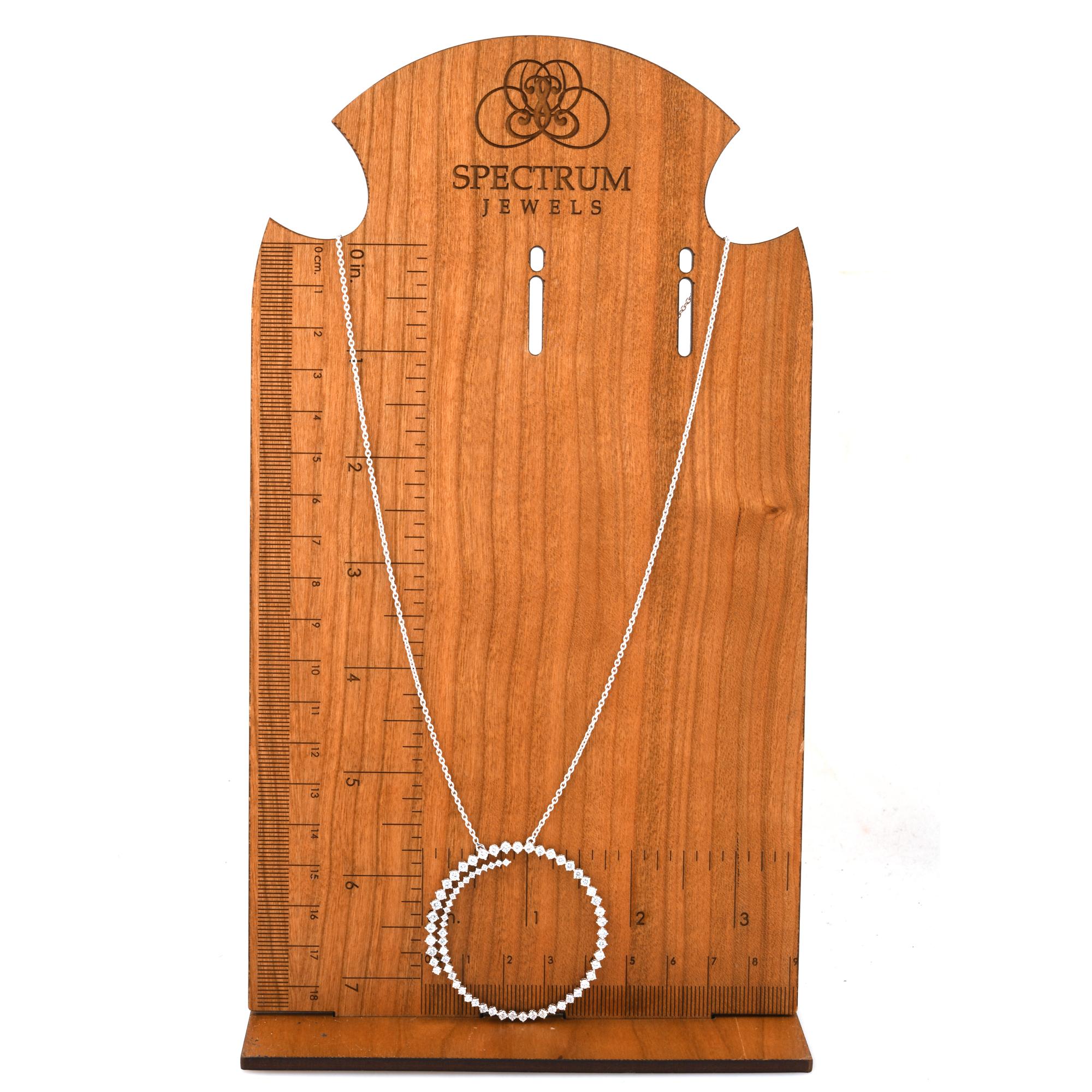 Real 2.25 Carat SI/H Round Diamond Circle Pendant Necklace 14 Karat White Gold In New Condition For Sale In Diera, Dubai