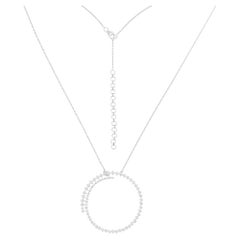 Collar Colgante Círculo Diamante Redondo 2,25 Quilates SI/H Real Oro Blanco 14 Kilates