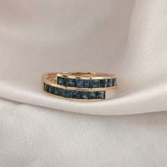 Anillo envolvente de zafiro azul auténtico de 2,28 quilates Joyería de oro amarillo de 14 quilates