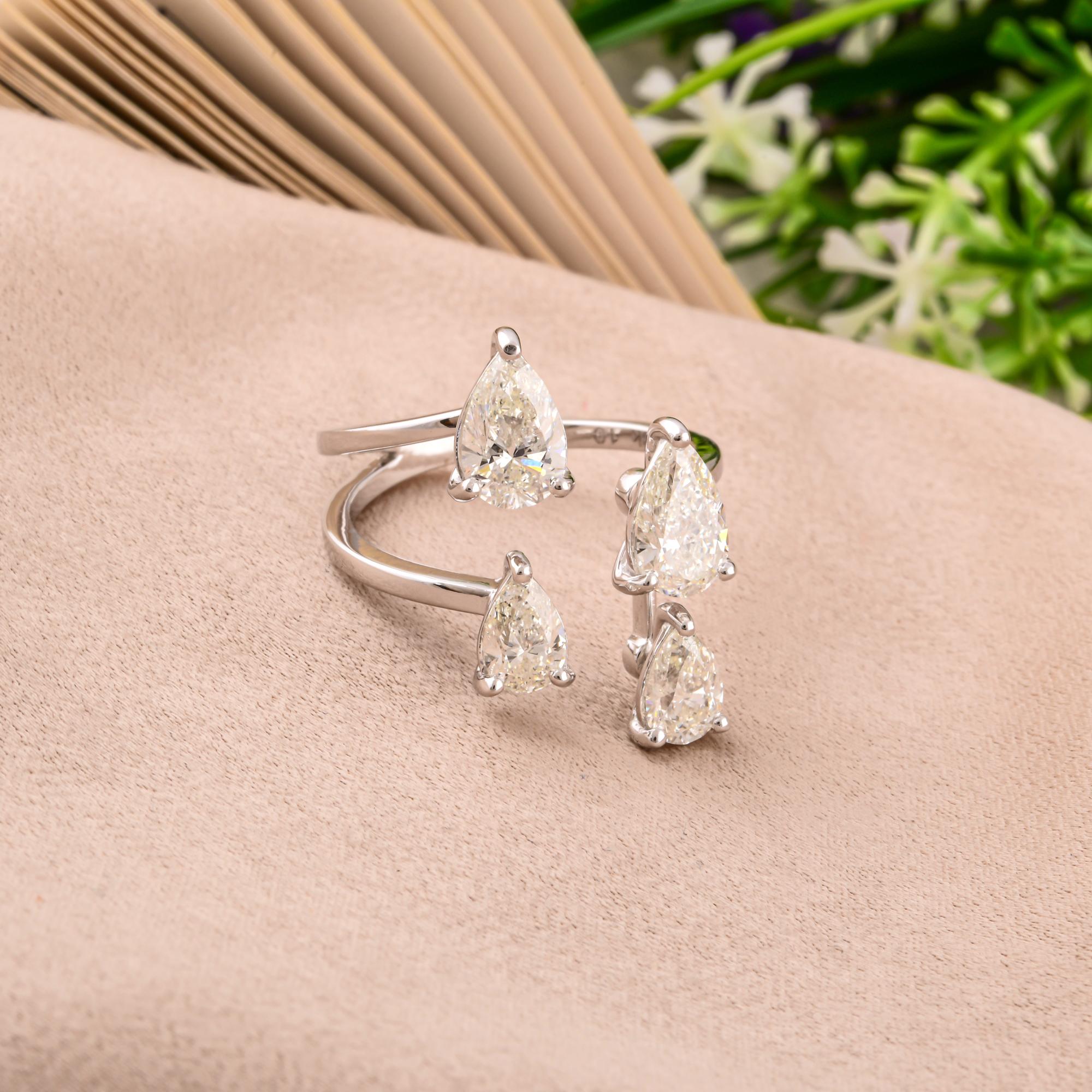 Moderno Anello con diamante reale da 2,29 carati SI/H con taglio a pera Brilliante Gioielli in oro bianco 14 carati in vendita