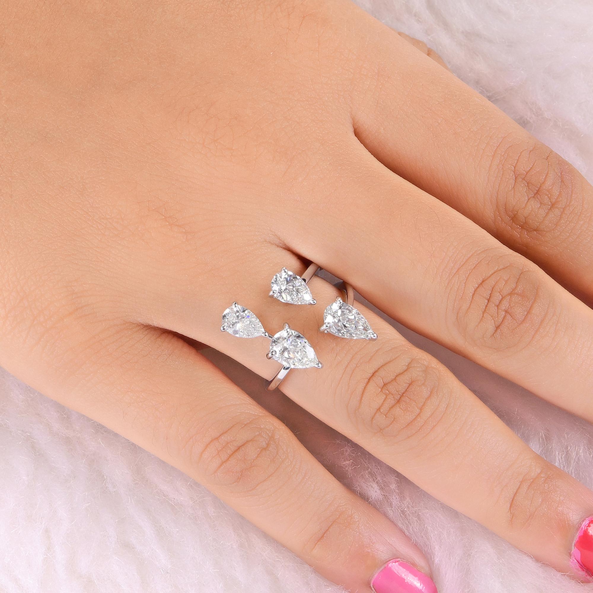 Anello con diamante reale da 2,29 carati SI/H con taglio a pera Brilliante Gioielli in oro bianco 14 carati In condizioni Nuovo in vendita a Diera, Dubai