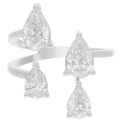 Real 2.29 Carat SI/H Pear Brilliant Cut Diamond Ring 14 Karat White Gold Jewelry