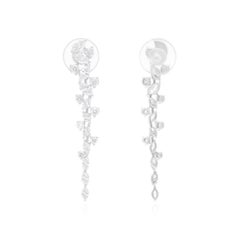 Boucles d'oreilles en or blanc 14 carats avec diamants ronds marquises de 2,31 carats SI/H