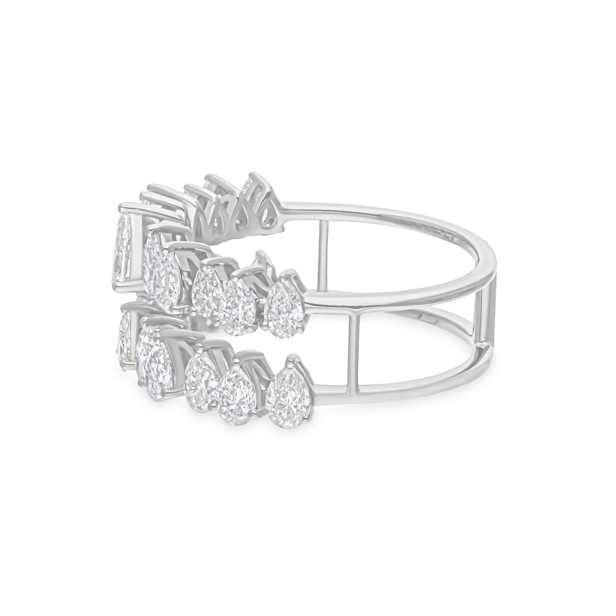 Anillo de diamantes talla pera brillante SI/H de 2,31 quilates reales Joyas de oro blanco de 18 quilates Moderno en venta
