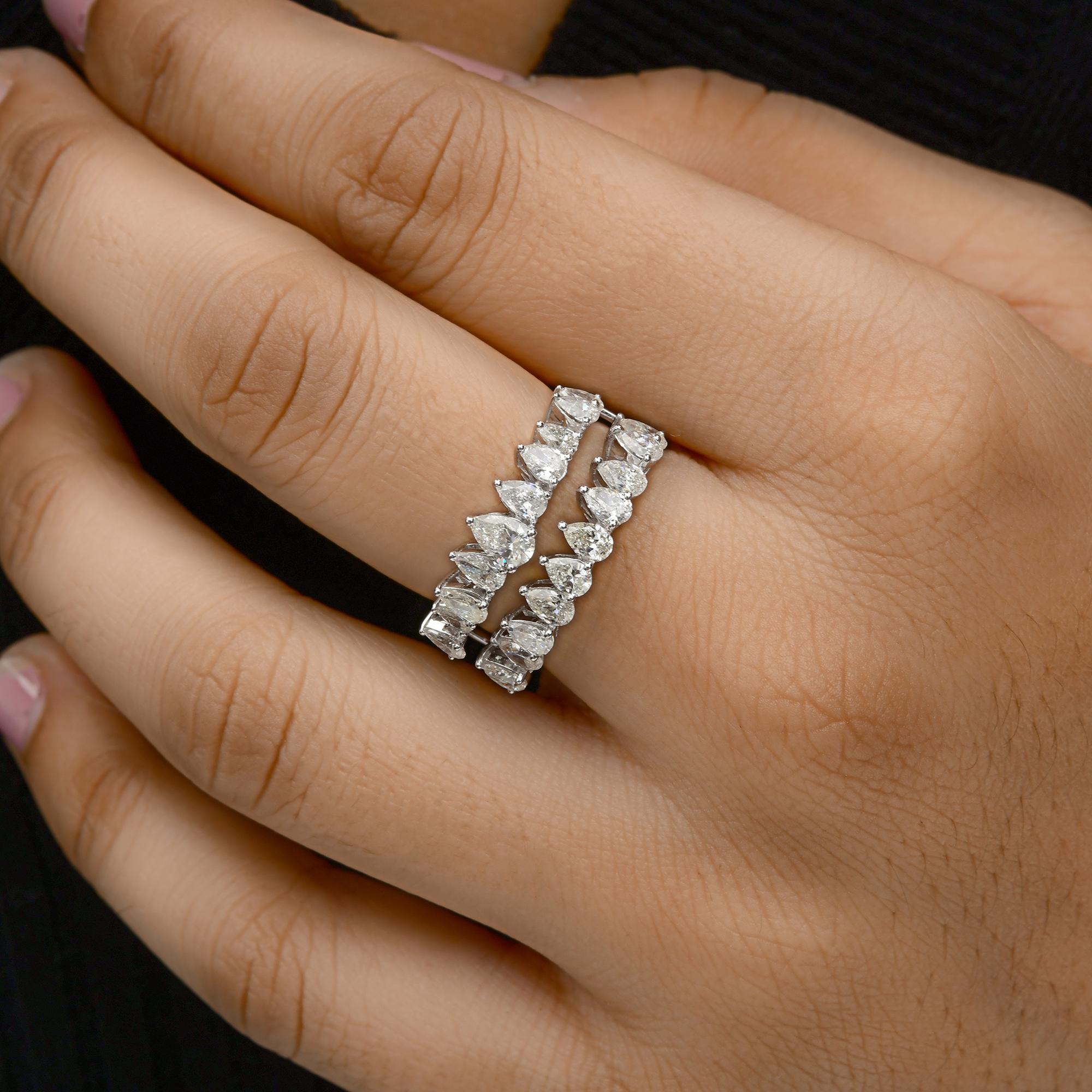 Anillo de diamantes talla pera brillante SI/H de 2,31 quilates reales Joyas de oro blanco de 18 quilates Corte pera en venta