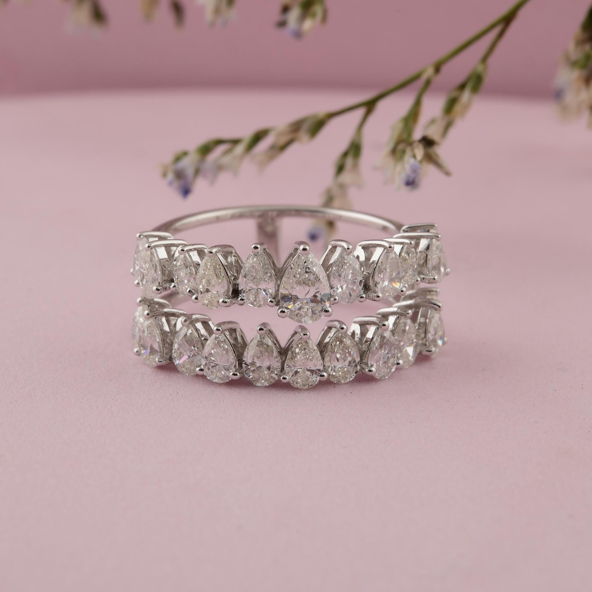 Anillo de diamantes talla pera brillante SI/H de 2,31 quilates reales Joyas de oro blanco de 18 quilates en Nuevo estado para la venta en Diera, Dubai