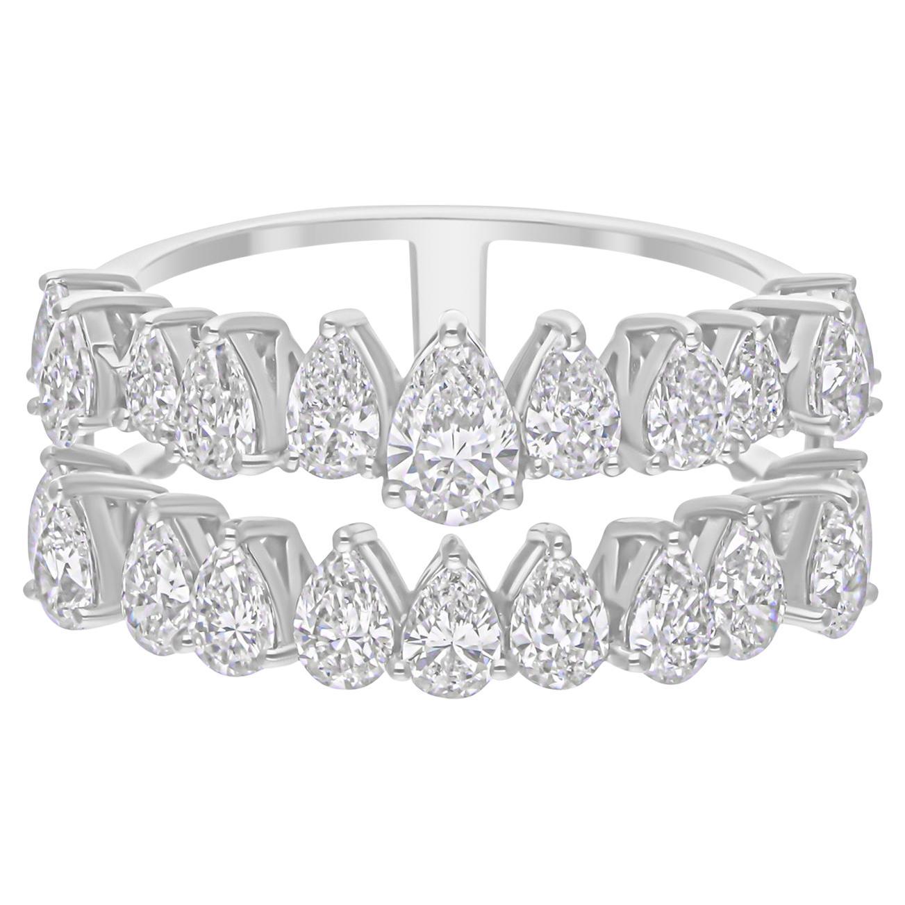 Anillo de diamantes talla pera brillante SI/H de 2,31 quilates reales Joyas de oro blanco de 18 quilates