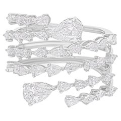 Anillo en espiral con diamantes talla pera brillante SI/H de 2,31 quilates reales Oro blanco de 14 quilates