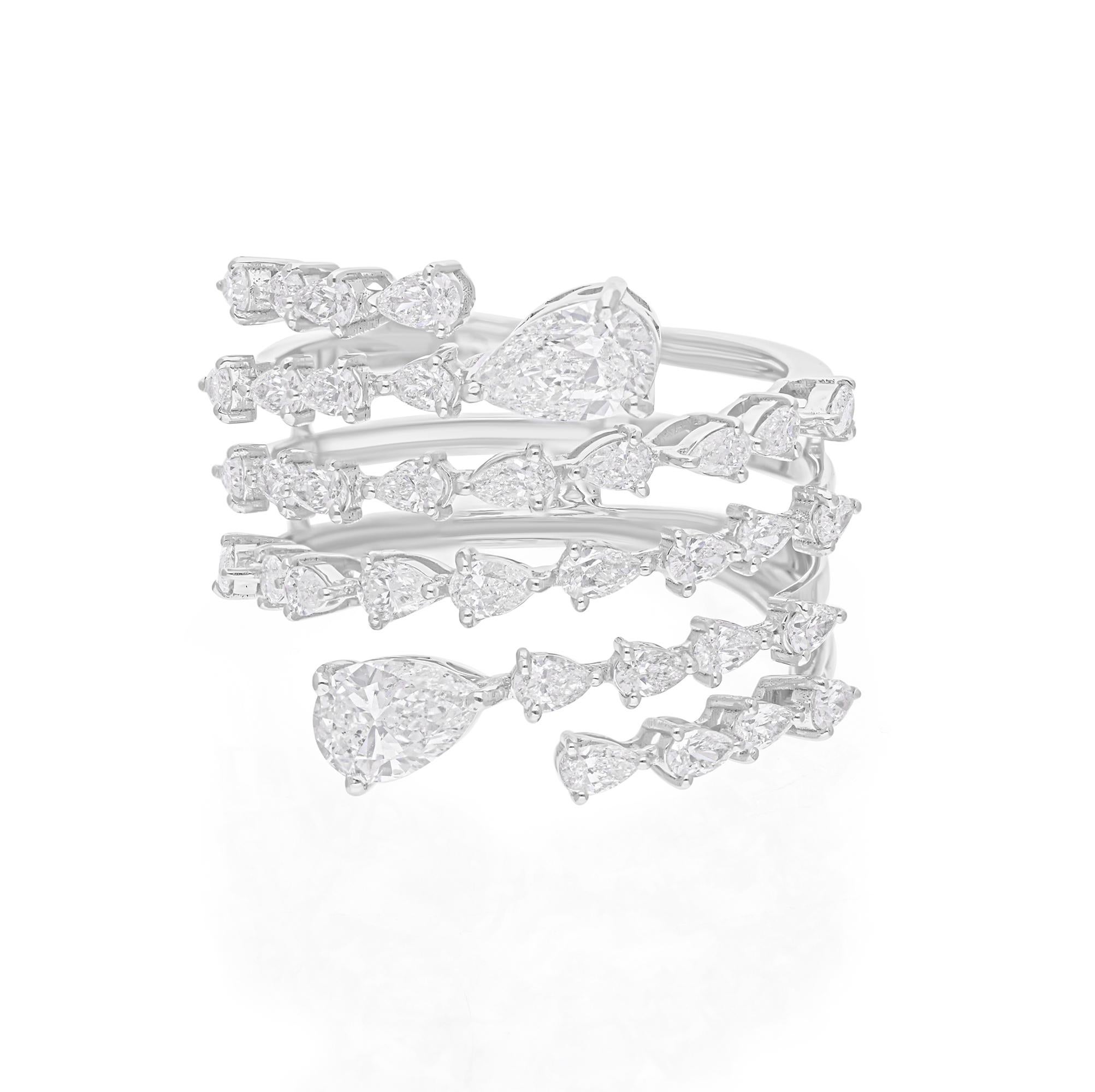 Bague spirale en or blanc 18 carats avec diamant poire taille brillant de 2,31 carats SI/H