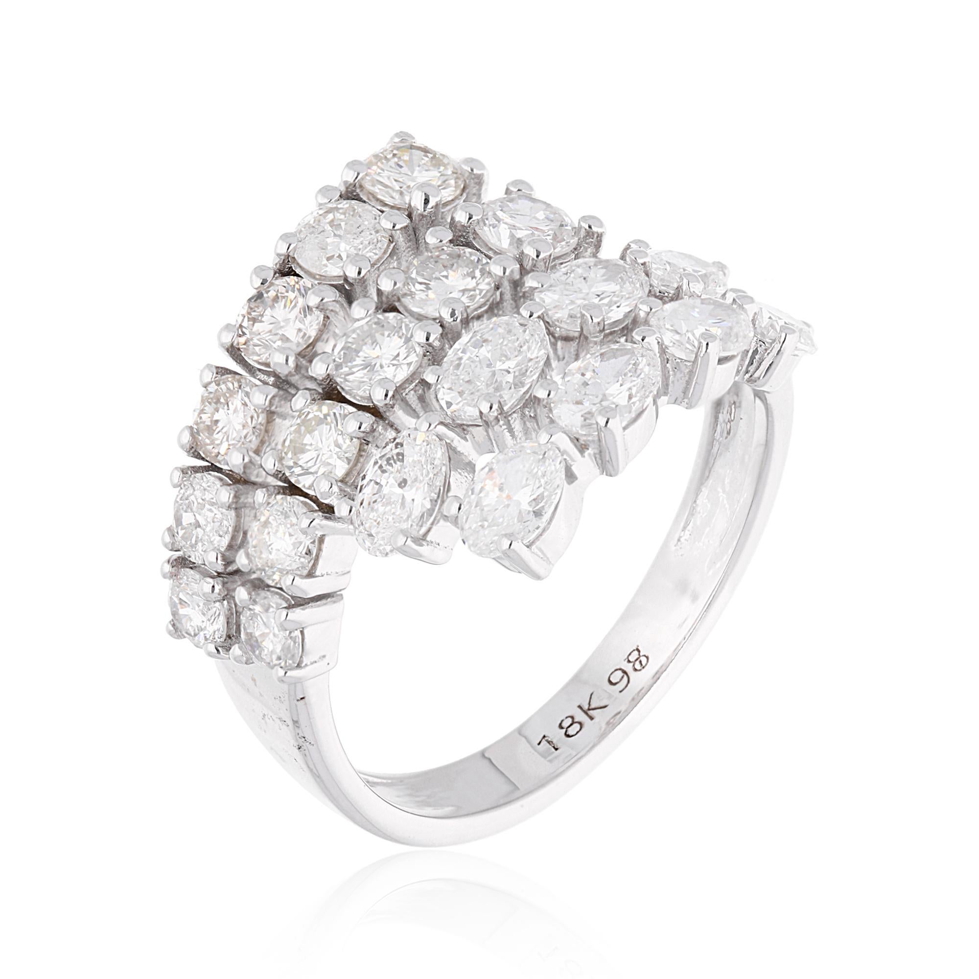 Moderne Real 2.32 Carat Round & Oval Shape Diamond Wrap Ring 18 Karat White Gold Jewelry en vente