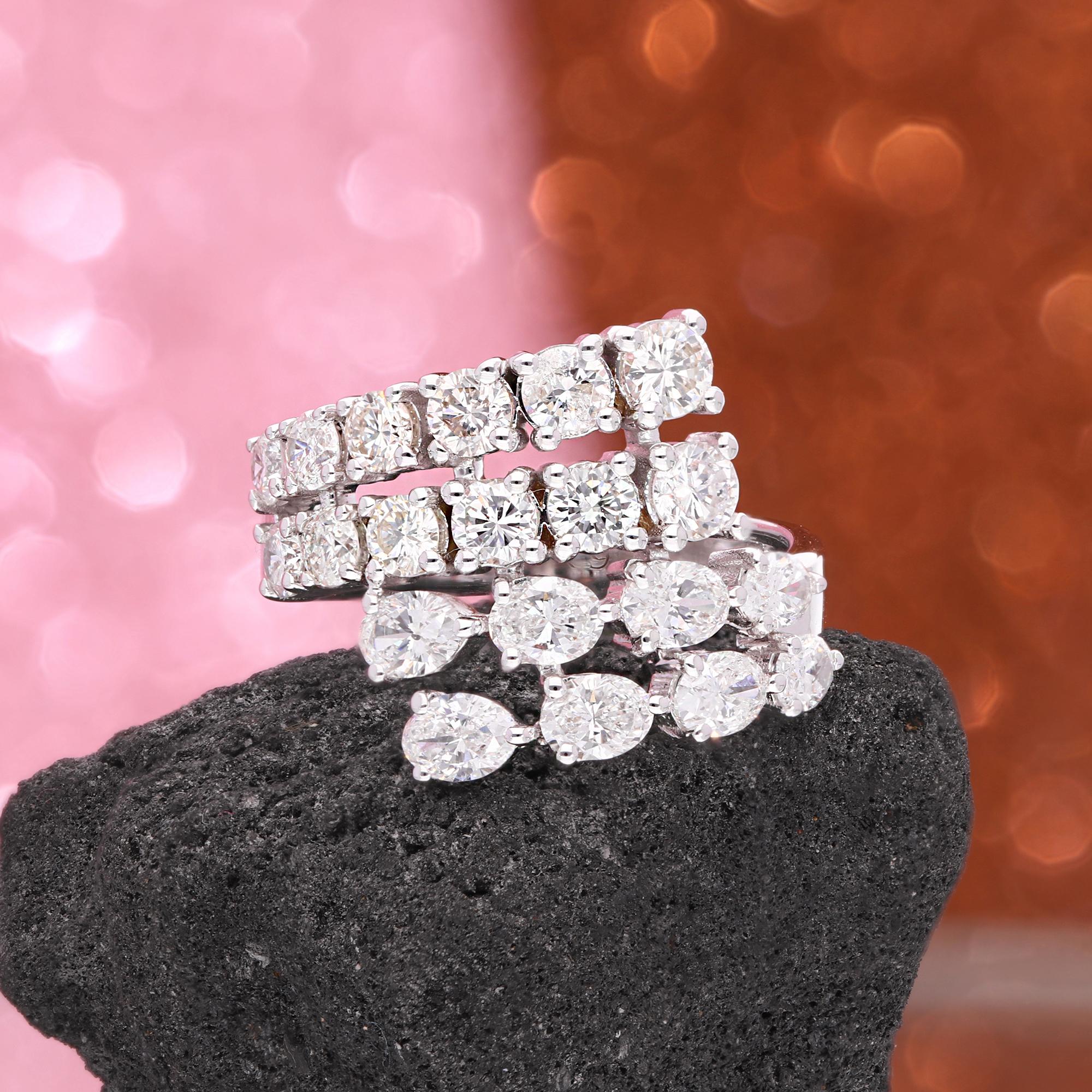 Taille ovale Real 2.32 Carat Round & Oval Shape Diamond Wrap Ring 18 Karat White Gold Jewelry en vente