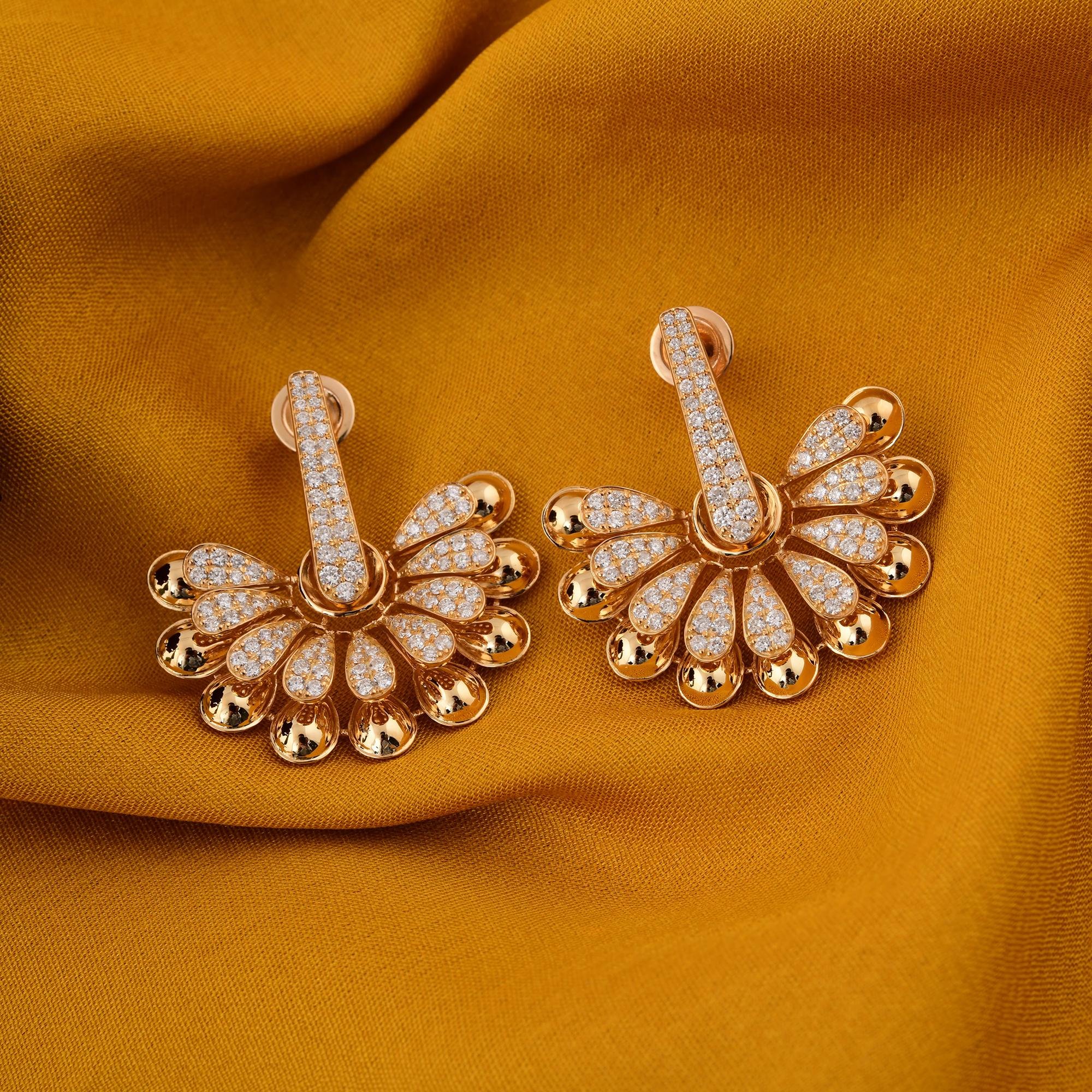 Moderne Real 2.35 Carat SI/H Round Brilliant Cut Diamond Earrings 18 Karat Yellow Gold en vente