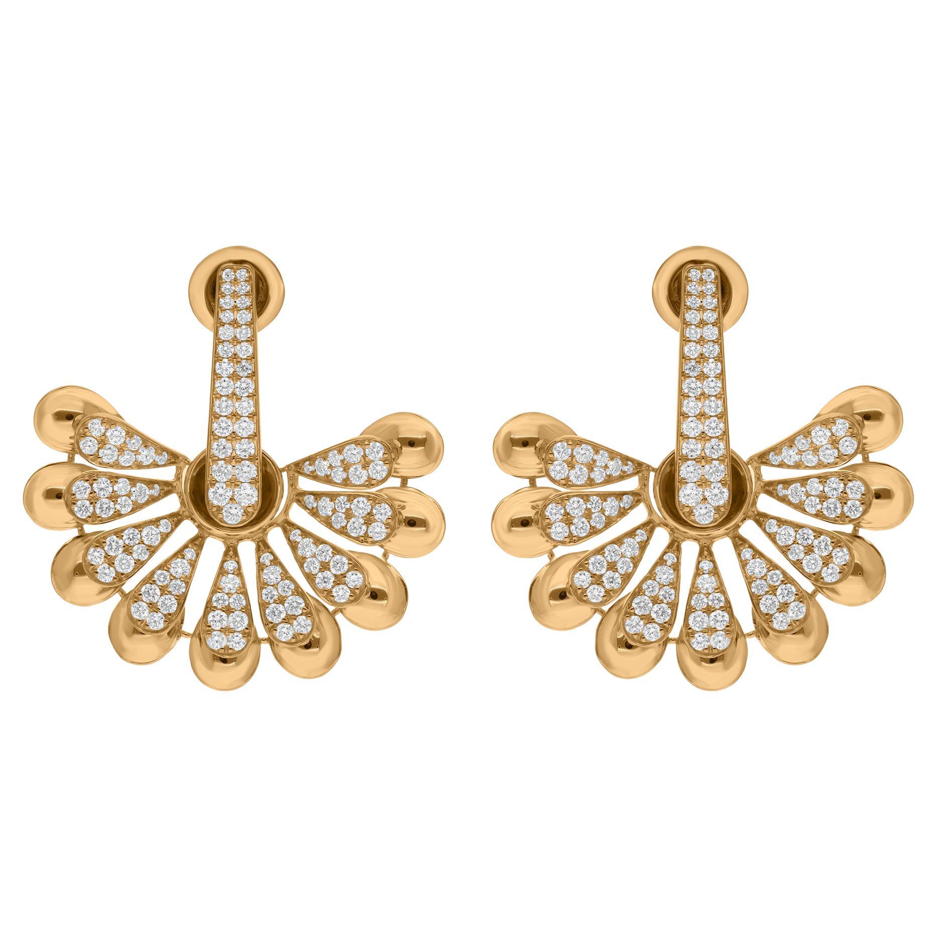 Real 2.35 Carat SI/H Round Brilliant Cut Diamond Earrings 18 Karat Yellow Gold en vente