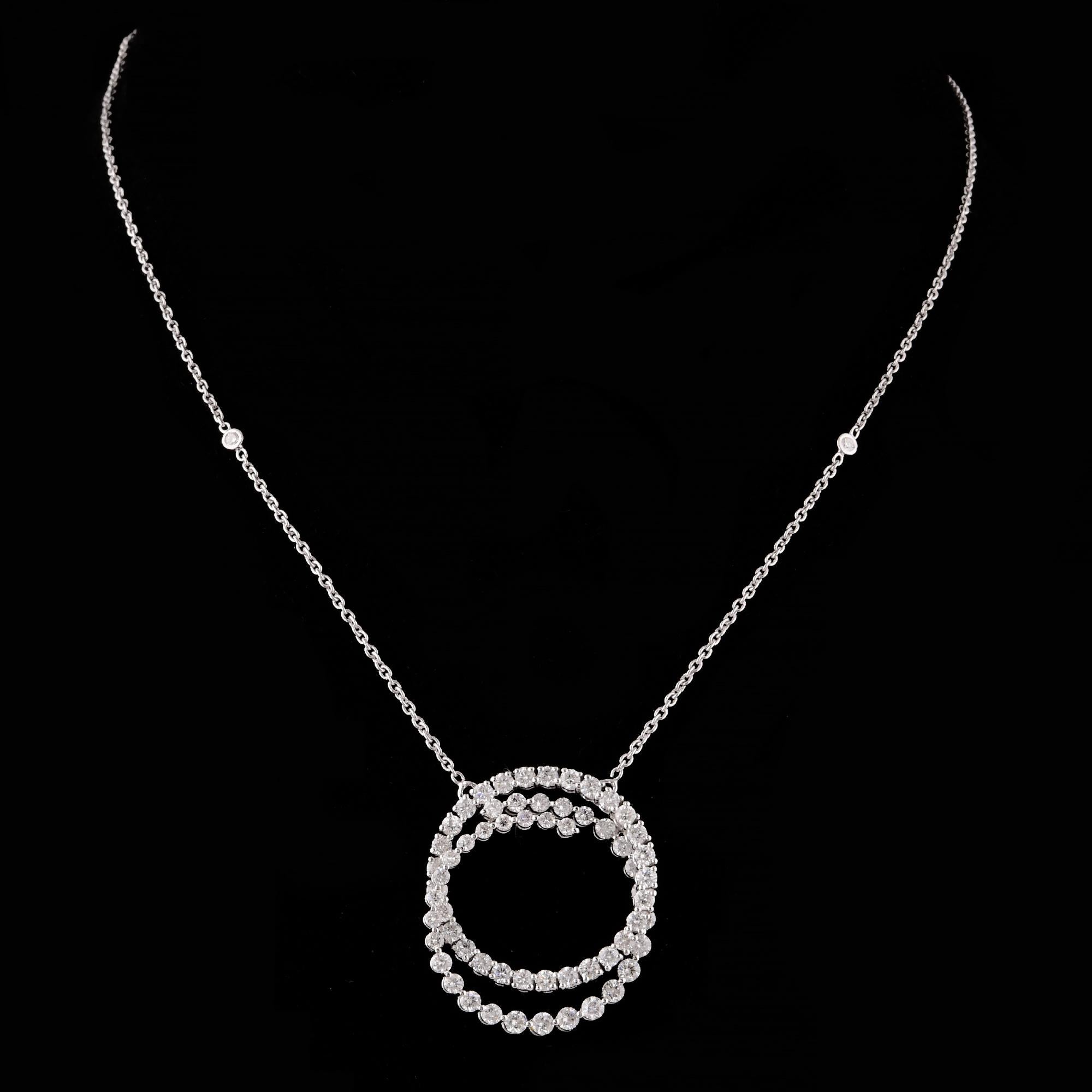 Round Cut Real 2.36 Carat Round Diamond Charm Pendant 14 Karat White Gold Handmade Jewelry For Sale