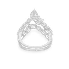 Real 2.36 Carat SI/H Pear Brilliant Cut Diamond Chevron Ring 18 Karat White Gold