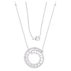 Real 2.37 Carat SI Clarity HI Color Diamond Charm Necklace 14 Karat White Gold