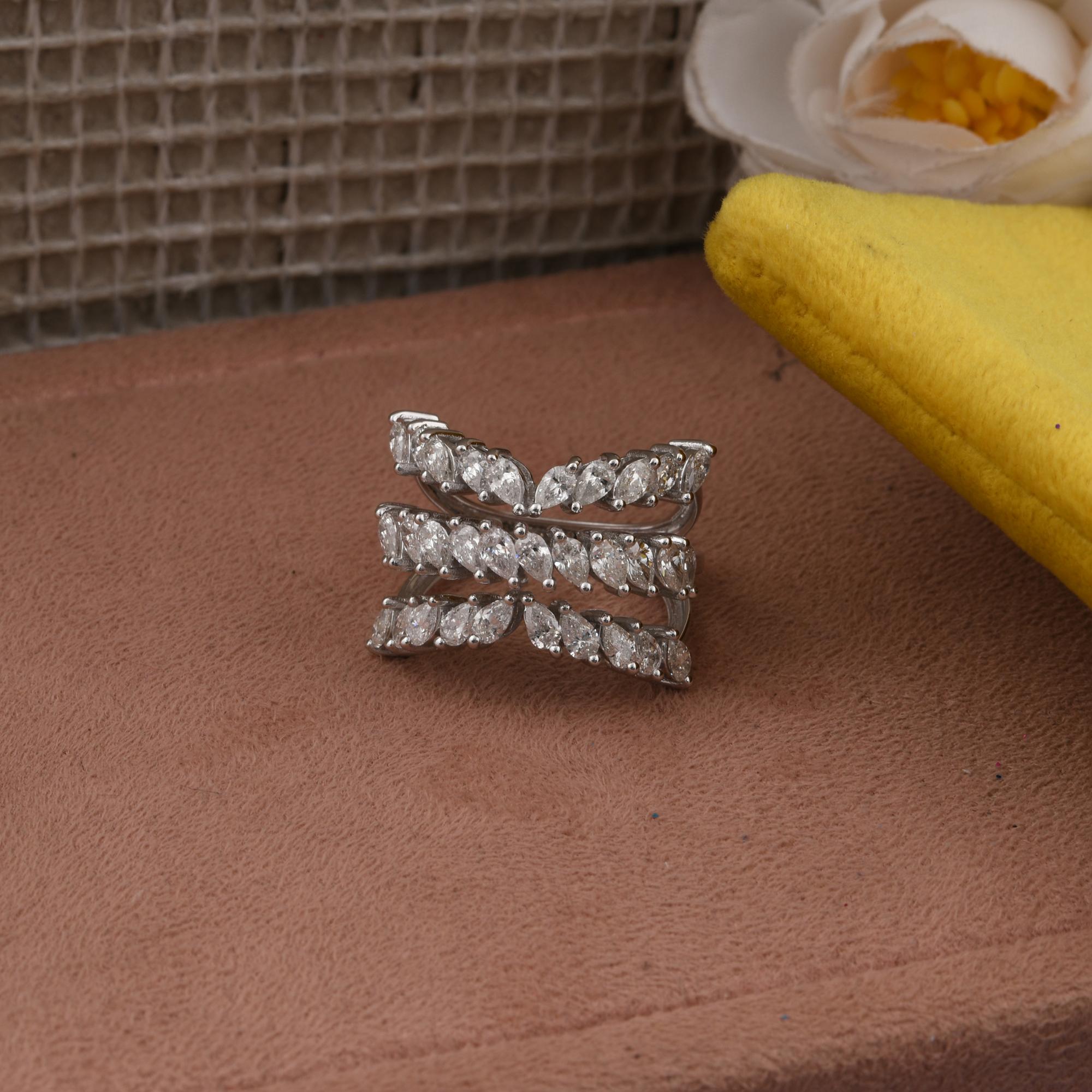 Anillo de diamantes talla pera brillante SI/H de 2,38 quilates reales Joyas de oro blanco de 14 quilates Moderno en venta