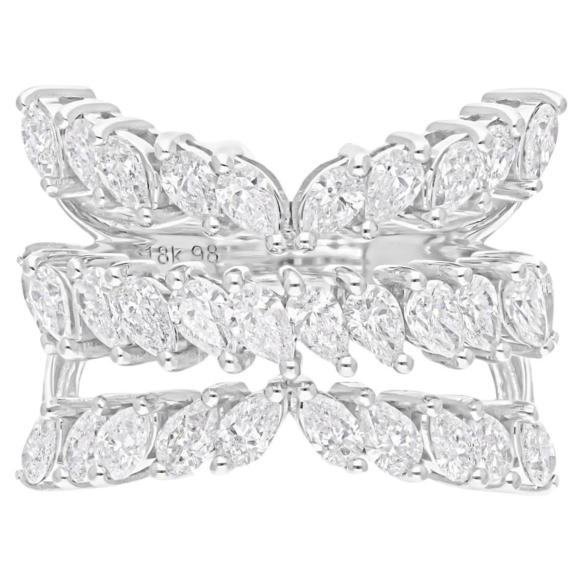 Real 2.38 Carat SI/H Pear Brilliant Cut Diamond Ring 18 Karat White Gold Jewelry